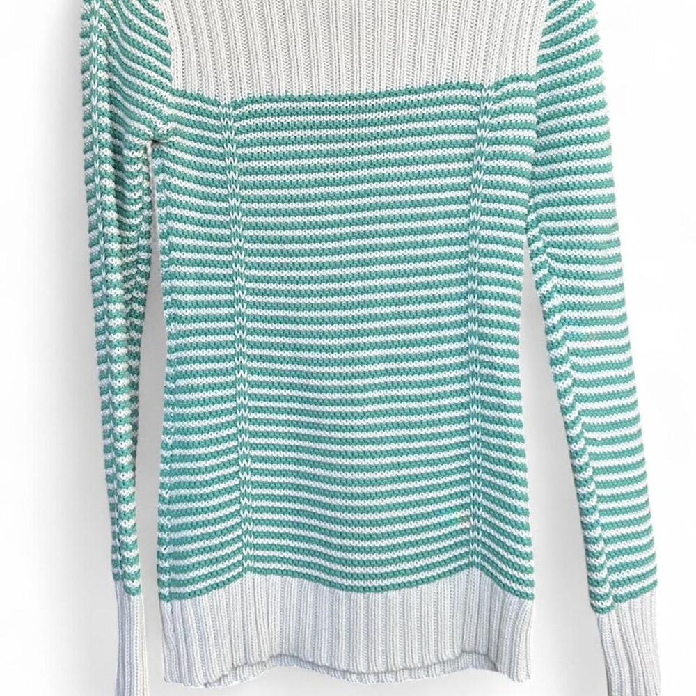 🍃 Vintage Old Navy Green & Cream Striped Knit Sweater 🍃